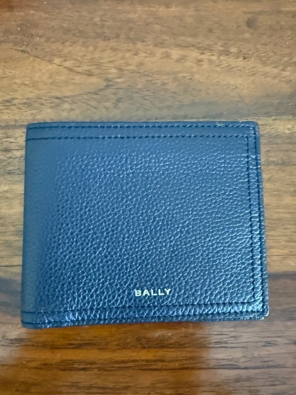 Authentic Bally Men’s Dark Navy Blue Leather Bifold Wallet